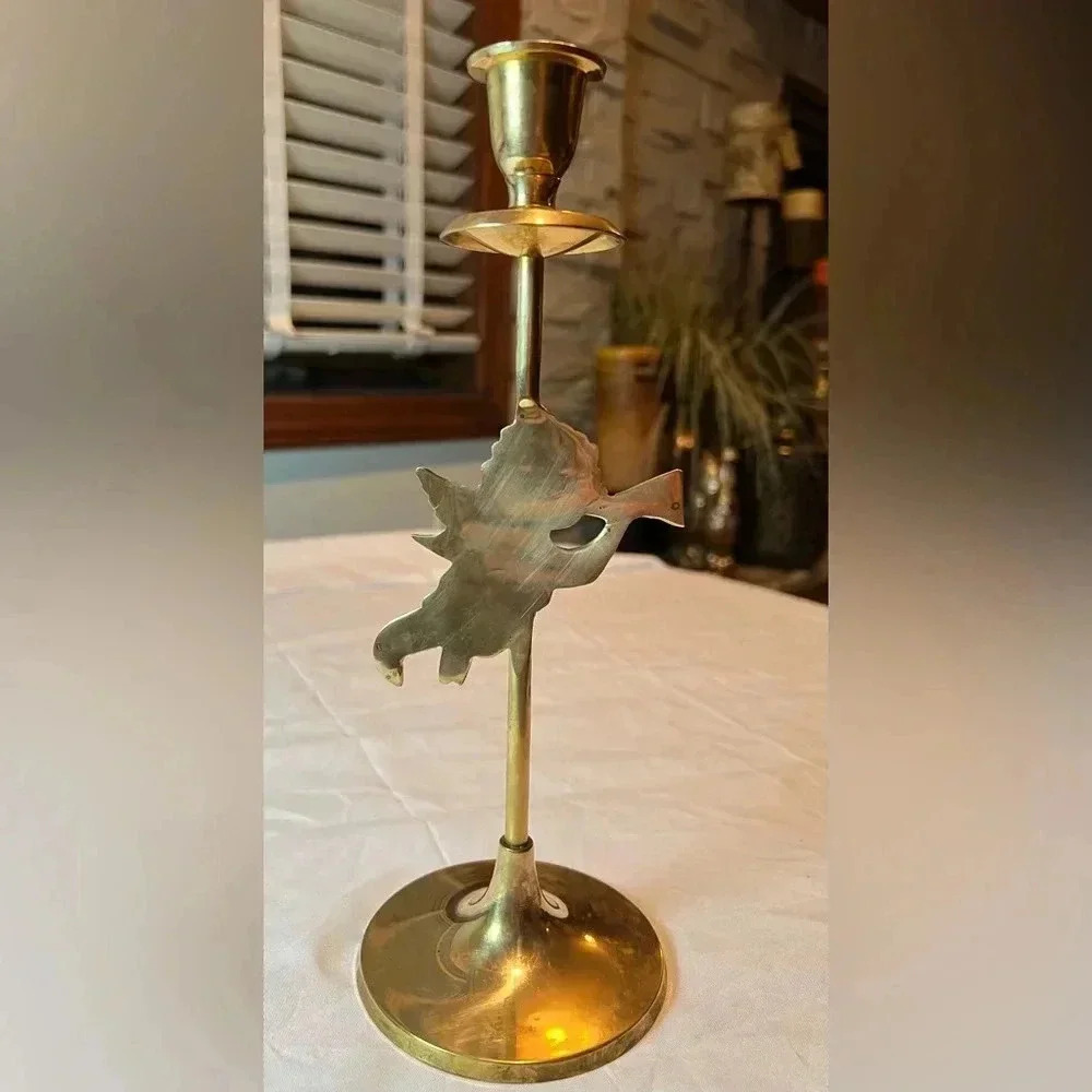 VINTAGE: Cherub brass candlestick holder